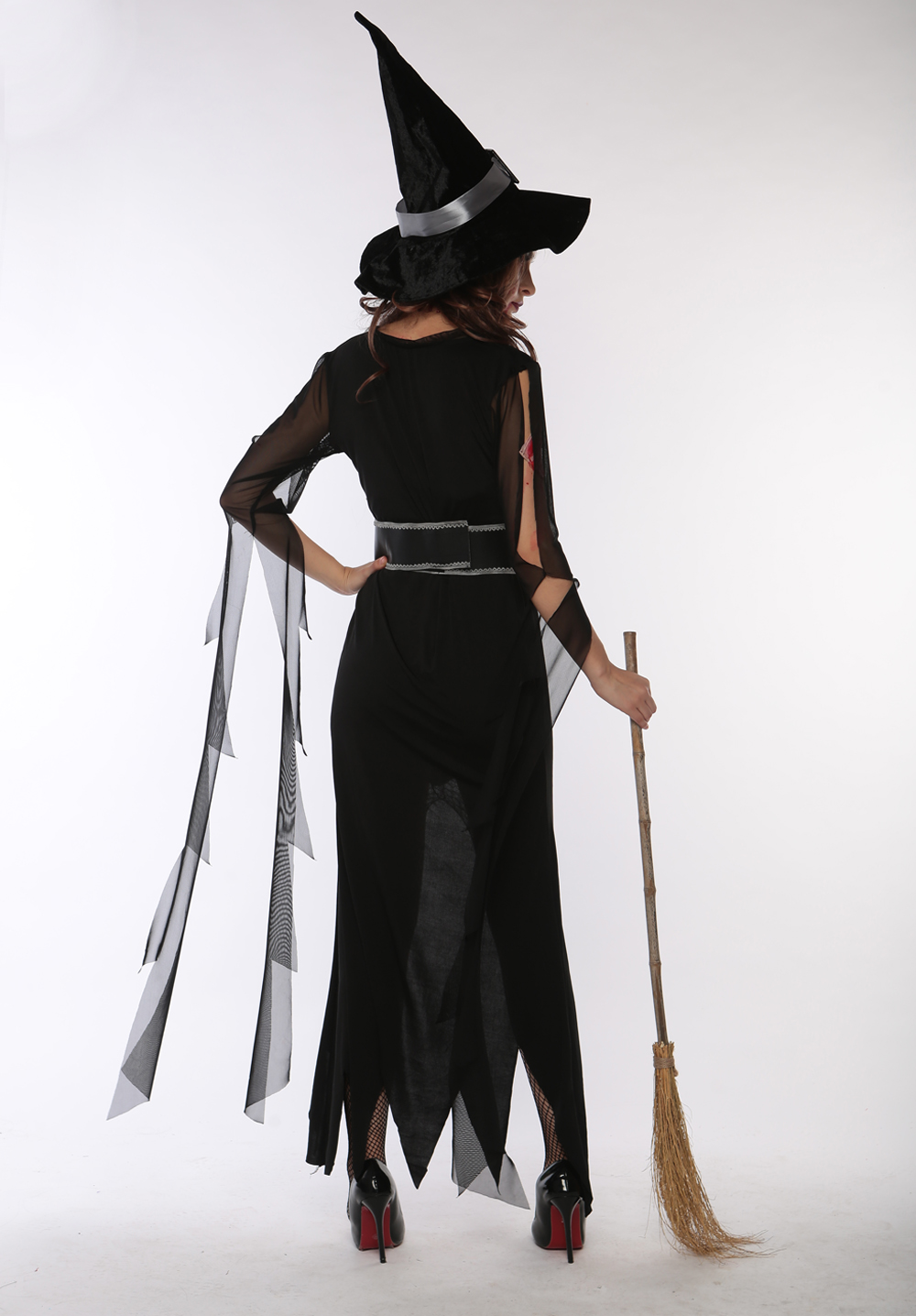 F1696 halloween witch costume,accessory:hat,belt